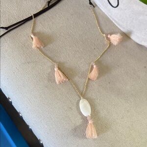 Gold and Pink Tassel Necklace